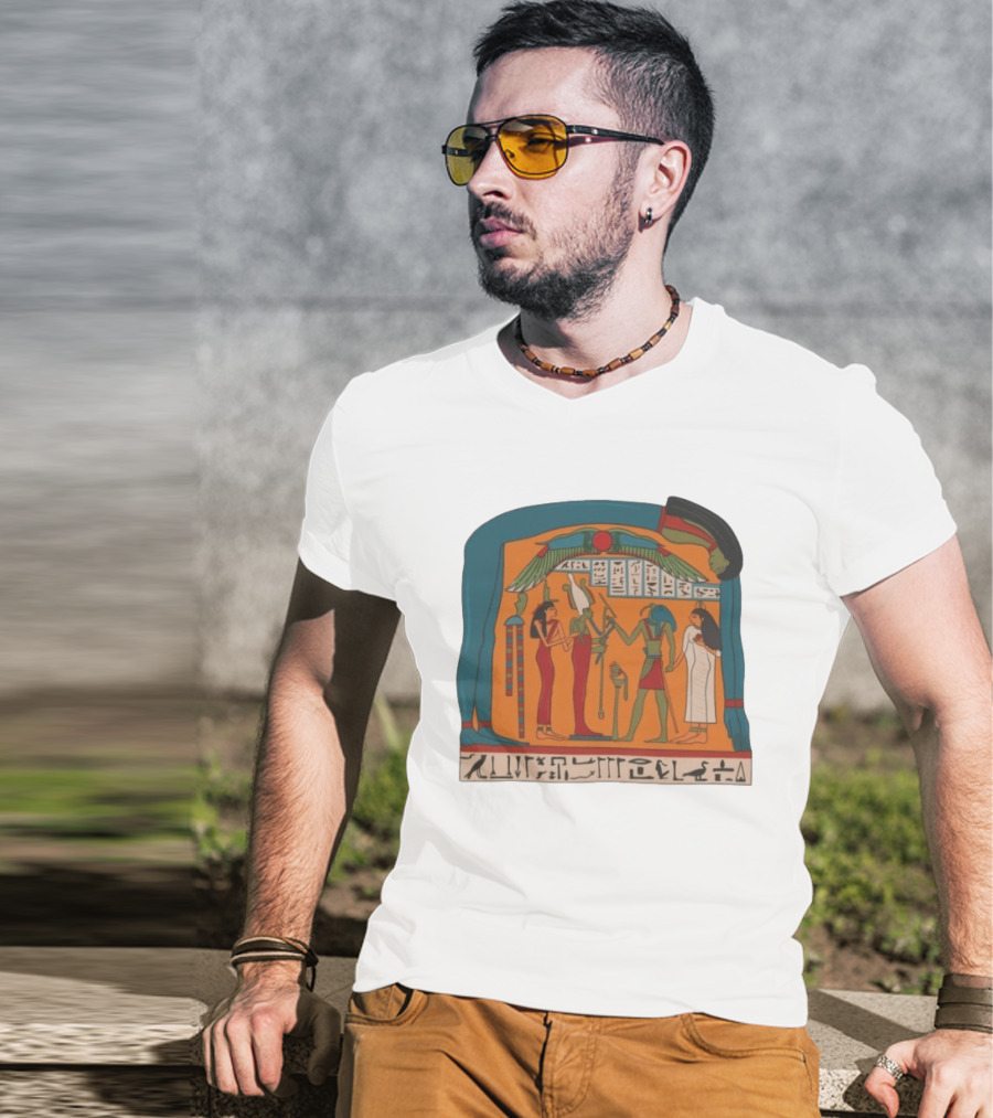 Panel Of Tabakenkhonsu Egyptian Hieroglyphs And Deities T-Shirt