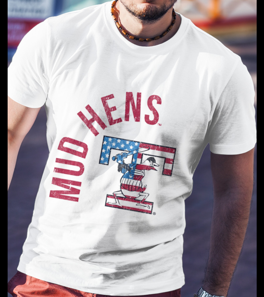 Toledo Mud Hens Patriotic Baseball Logo Red White Blue T-Shirt