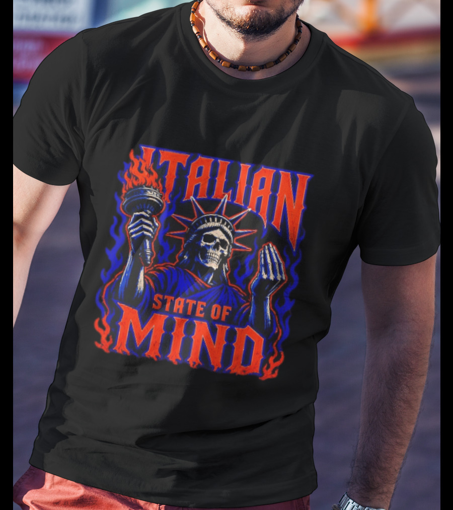 Italian State Of Mind Skeleton Statue Of Liberty New York Knicks T-Shirt