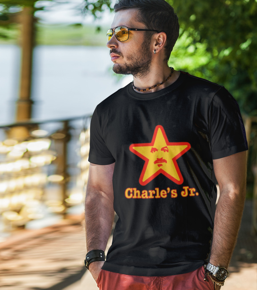 Charle's Jr Star Retro Iconic Face In Yellow Star T-Shirt