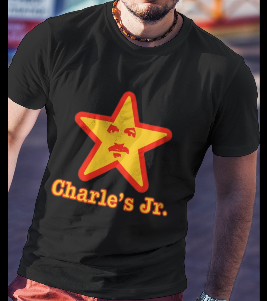 Charle's Jr Star Retro Iconic Face In Yellow Star T-Shirt