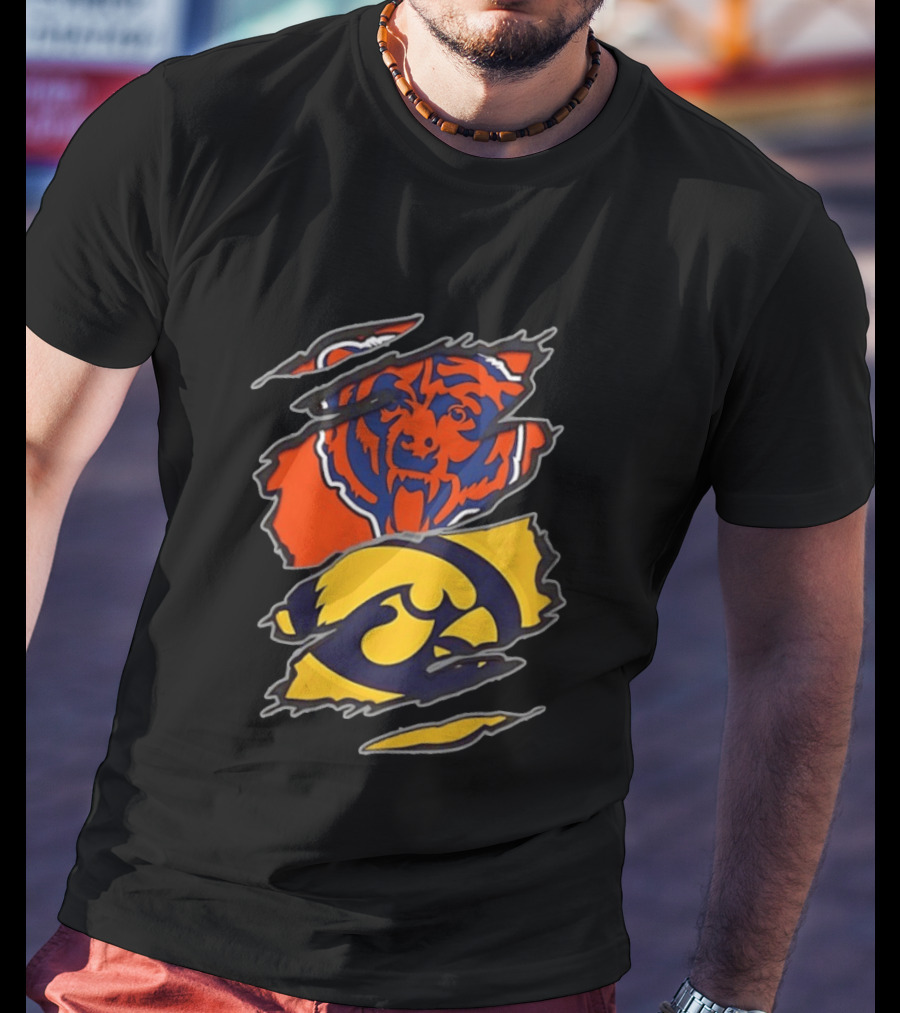 Chicago Bears Iowa Hawkeyes Two Teams One Heart T-Shirt