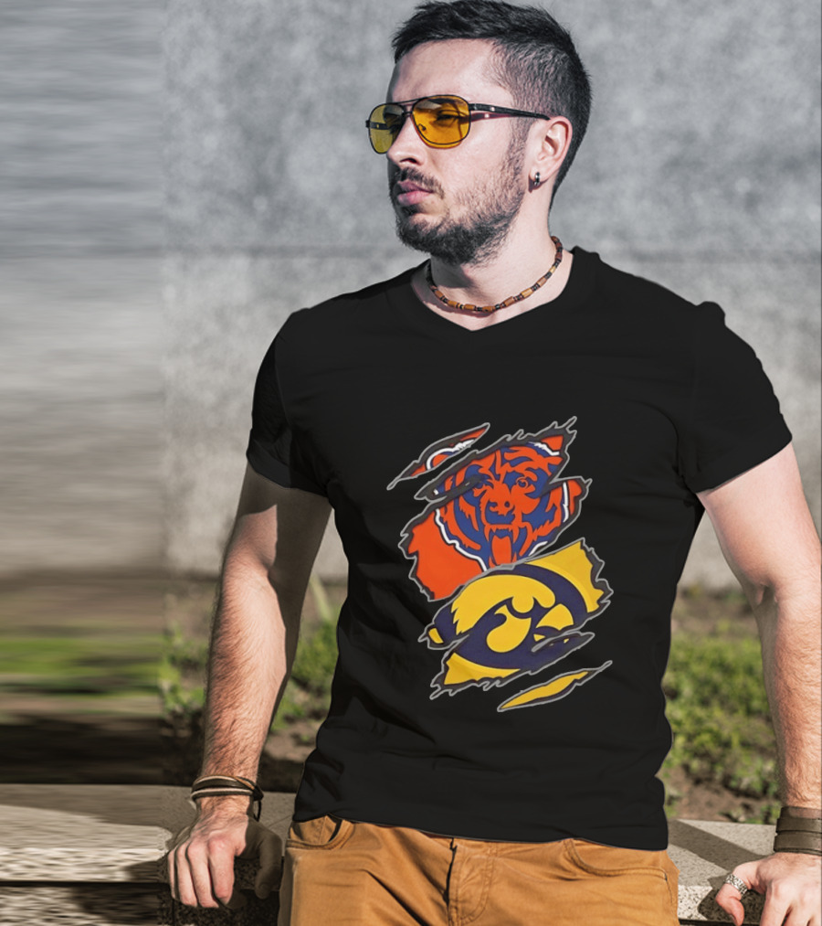 Chicago Bears Iowa Hawkeyes Two Teams One Heart T-Shirt