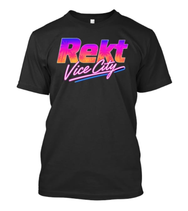 Rekt Vice City Neon Vaporwave Aesthetic With Palm Trees T-Shirt
