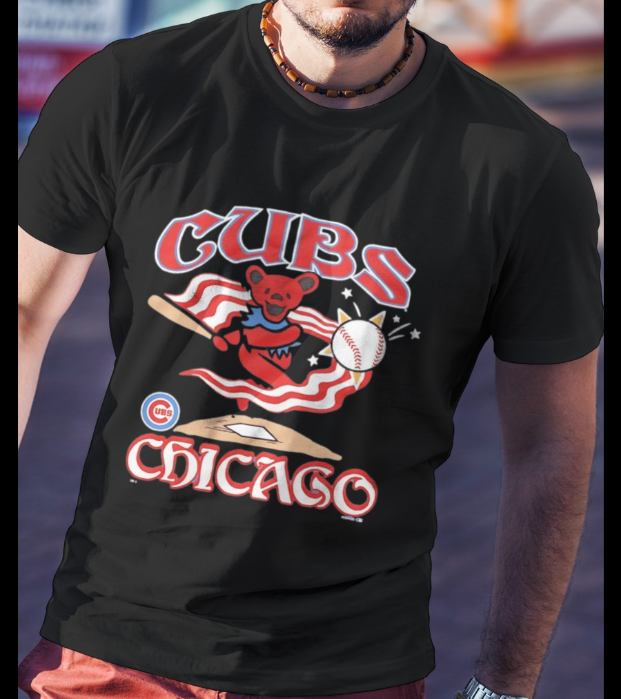 Chicago Cubs Grateful Dead Dancing Bear Baseball Collaboration T-Shirt
