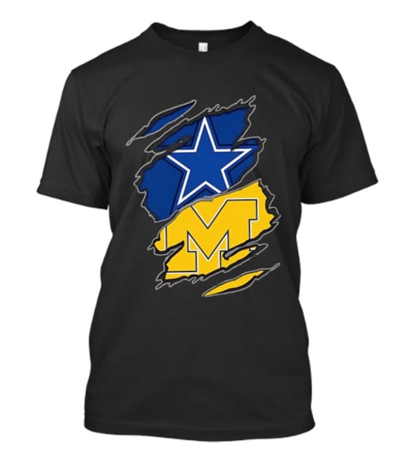 Dallas Cowboys Michigan Wolverines Two Teams One Heart T-Shirt