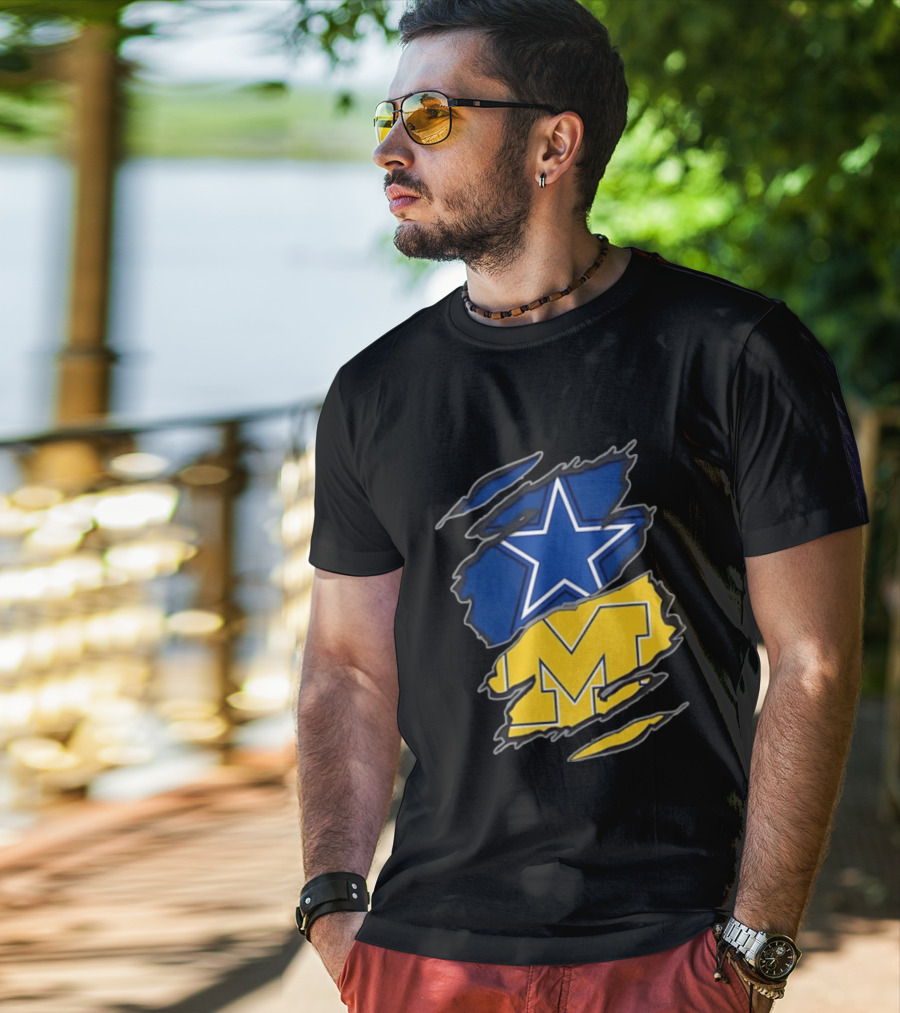 Dallas Cowboys Michigan Wolverines Two Teams One Heart T-Shirt