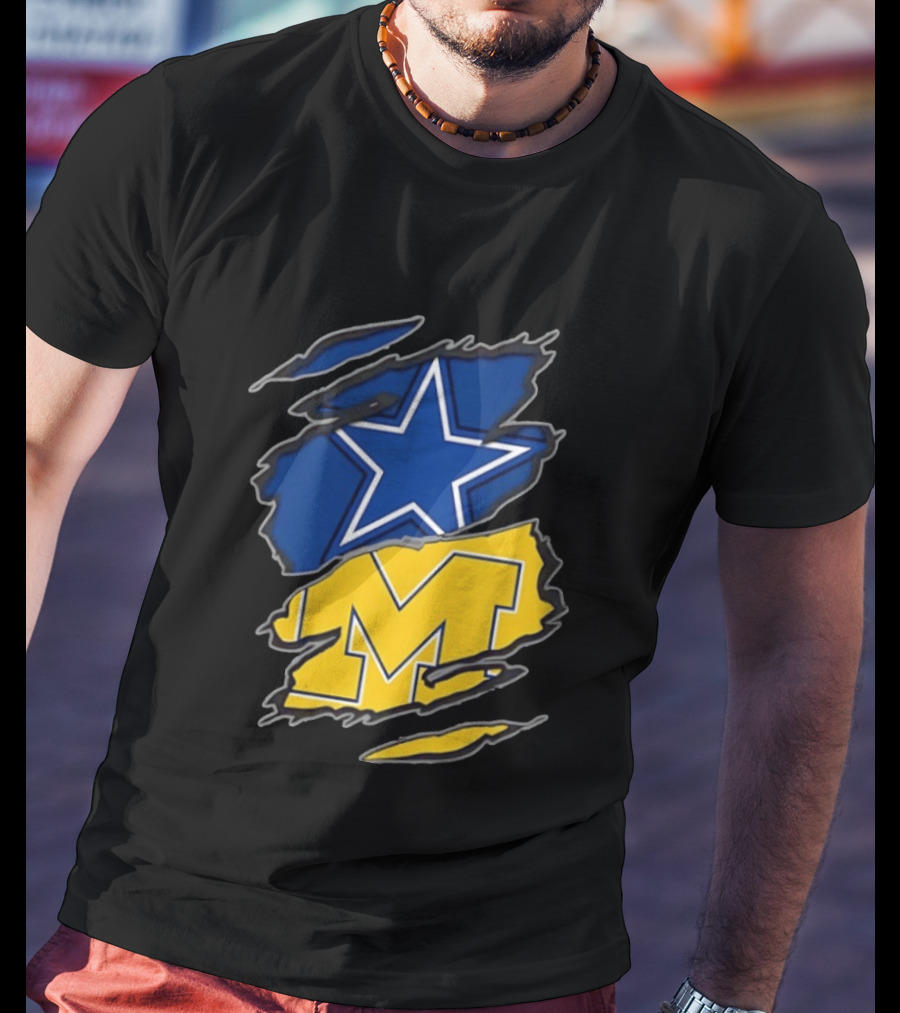 Dallas Cowboys Michigan Wolverines Two Teams One Heart T-Shirt