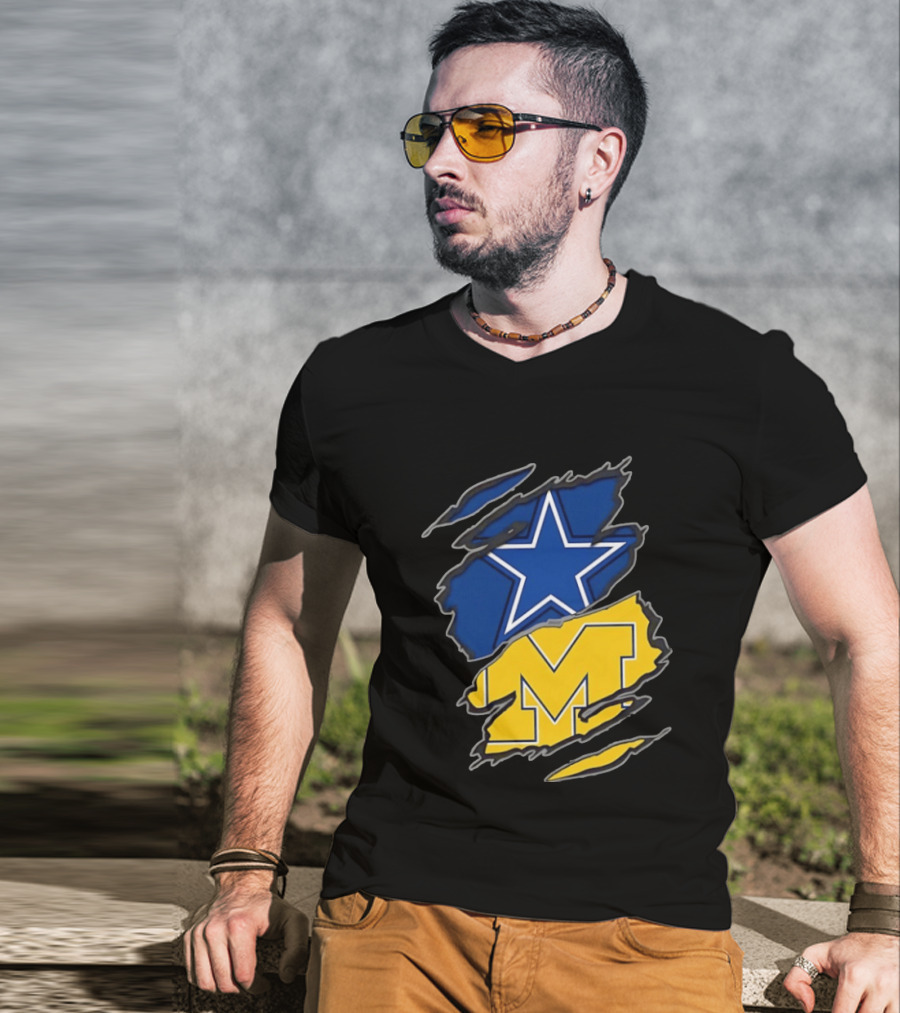 Dallas Cowboys Michigan Wolverines Two Teams One Heart T-Shirt