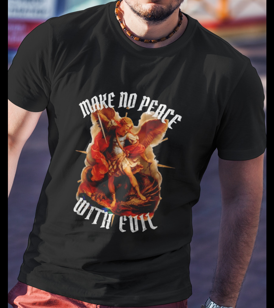 Make No Peace With Evil Angelic Warrior With Sword And Wings T-Shirt