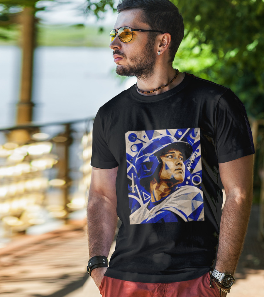 Shohei Ohtani Los Angeles Dodgers Geometric Blue Abstract Baseball T-Shirt