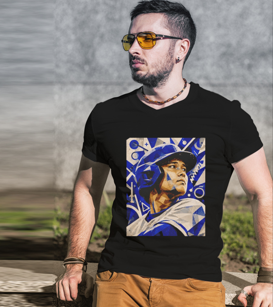 Shohei Ohtani Los Angeles Dodgers Geometric Blue Abstract Baseball T-Shirt