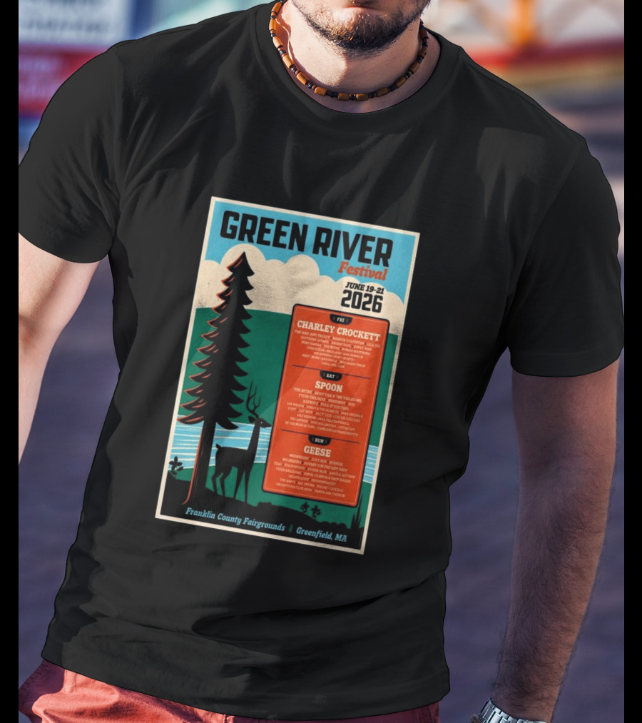 Green River Festival June 19 21 2026 Franklin County Fairgrounds Greenfield MA Featuring Charley Crockett Spoon Geese T-Shirt
