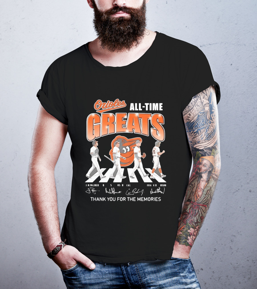 Orioles All Time Greats Thank You For The Memories Baseball Legends Abbey Road T-Shirt