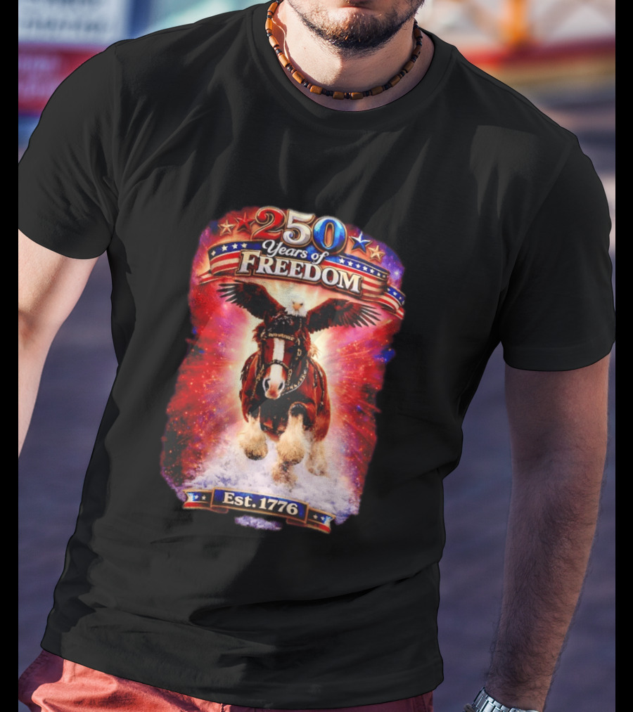 Budweiser 250 Years Of Freedom Eagle Horse Est. 1776 American Patriotic T-Shirt