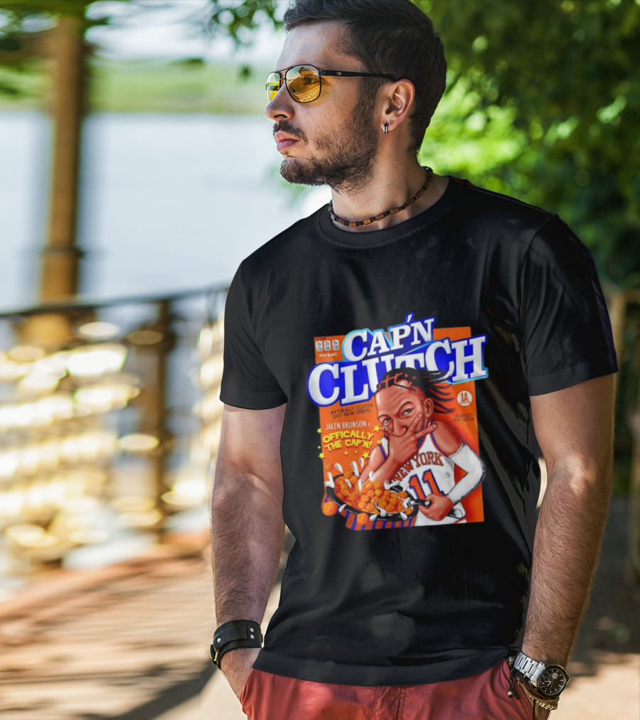 Cap'n Clutch Jalen Brunson New York Offically The Cap'n Cereal Box Comic T-Shirt