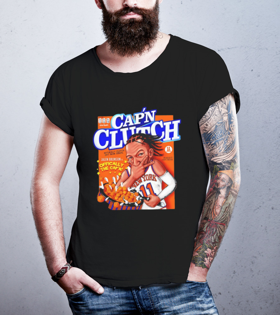 Cap'n Clutch Jalen Brunson New York Offically The Cap'n Cereal Box Comic T-Shirt