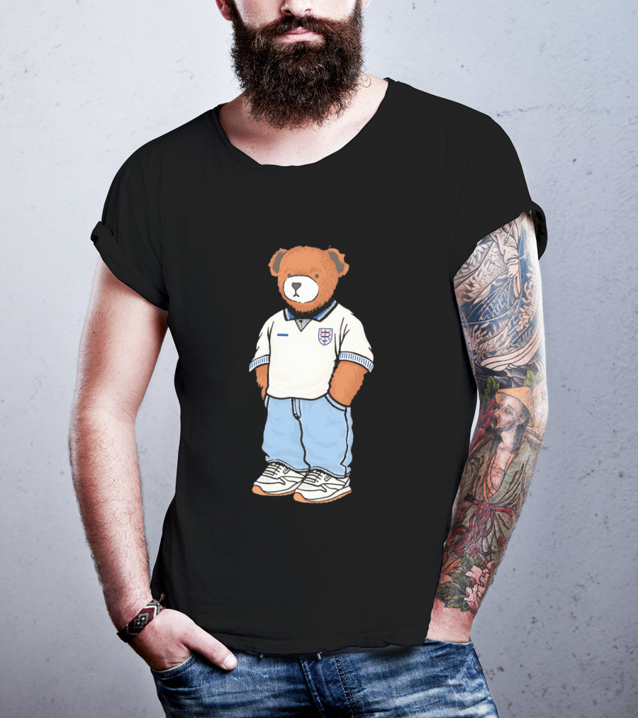 Three Lions England '90 Pickles Teddy Bear Retro Soccer Fan T-Shirt