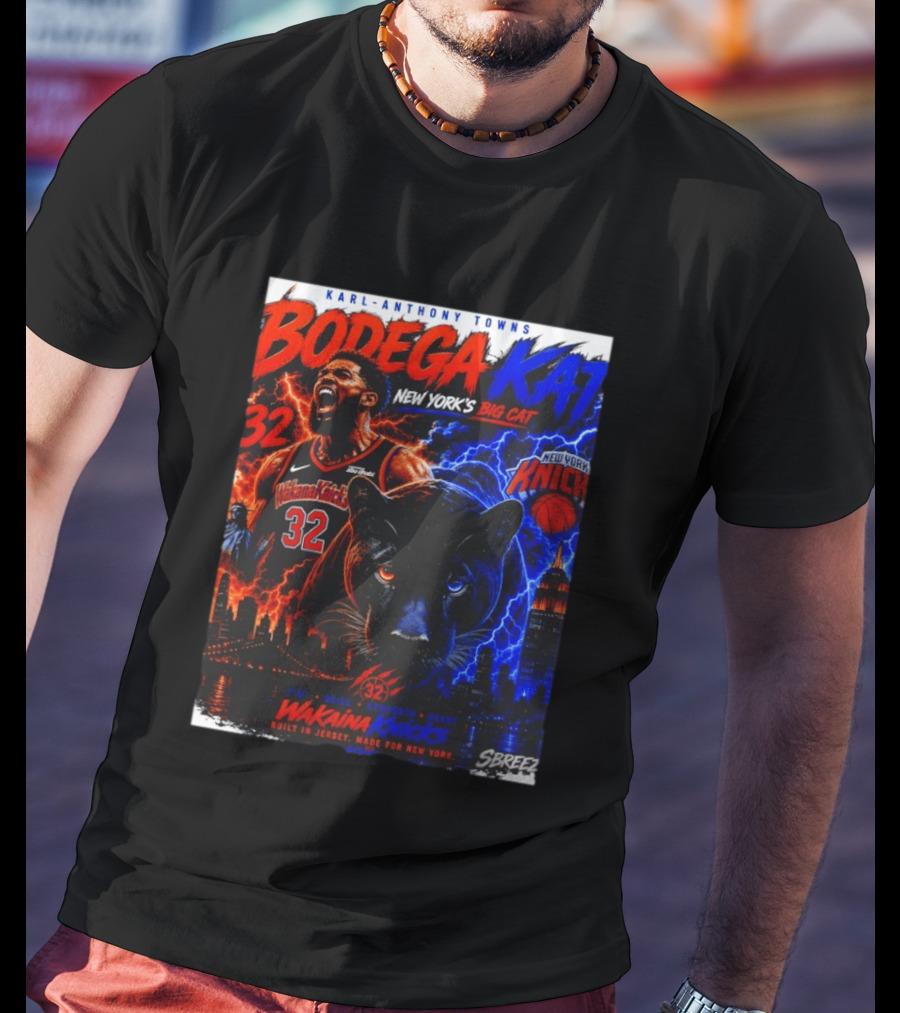 Bodega KAT Karl Anthony Towns Wakaina Knicks 2026 New York's Big Cat 32 T-Shirt