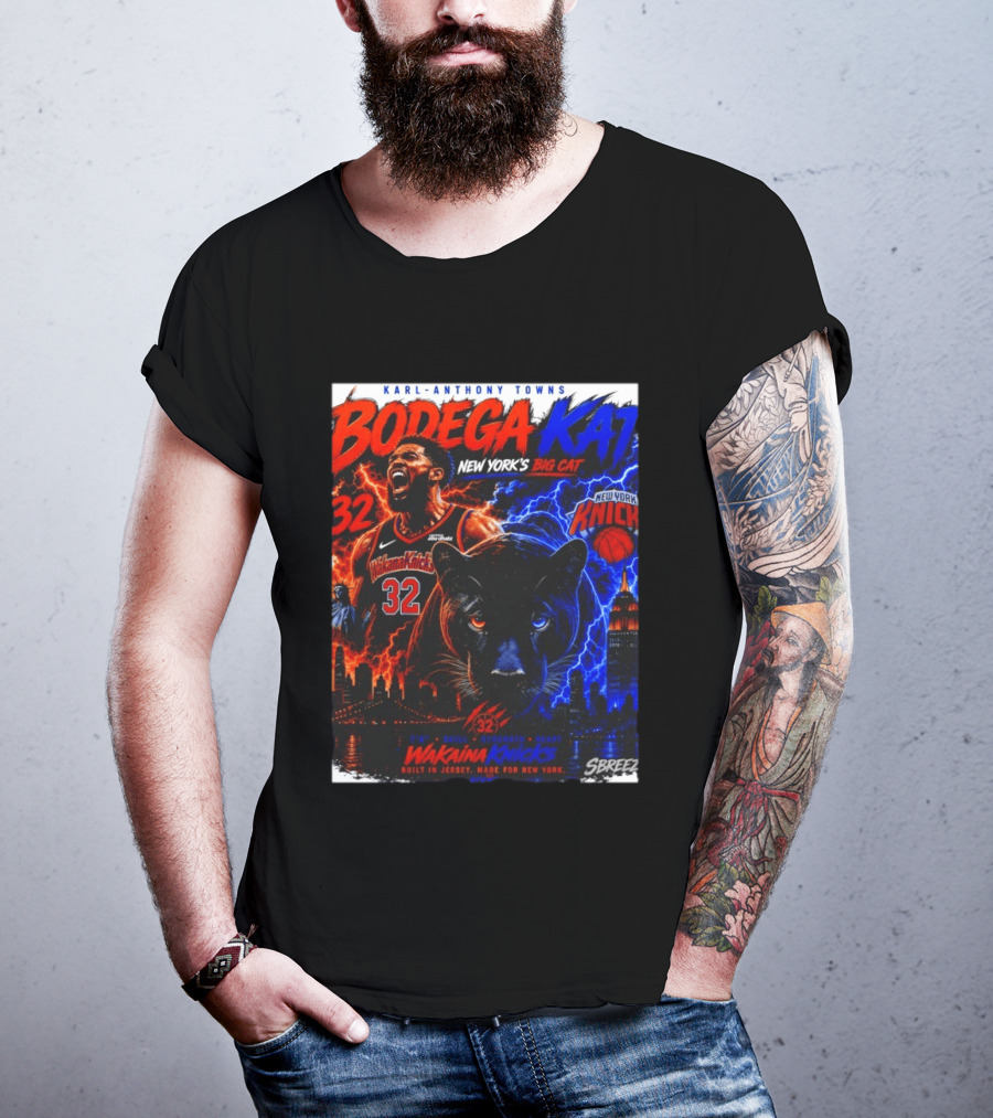 Bodega KAT Karl Anthony Towns Wakaina Knicks 2026 New York's Big Cat 32 T-Shirt