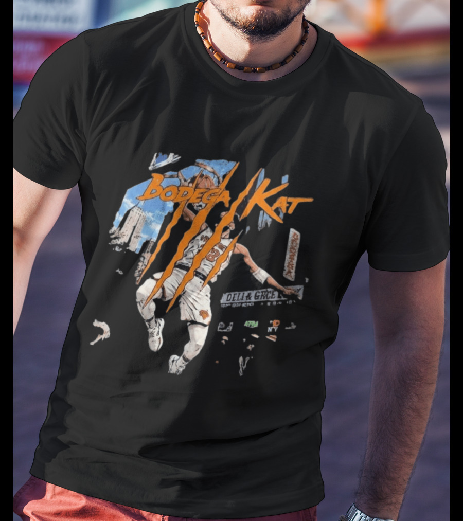 Bodega Kat Basketball Scratch Street Deli Grocer Basketball Player T-Shirt