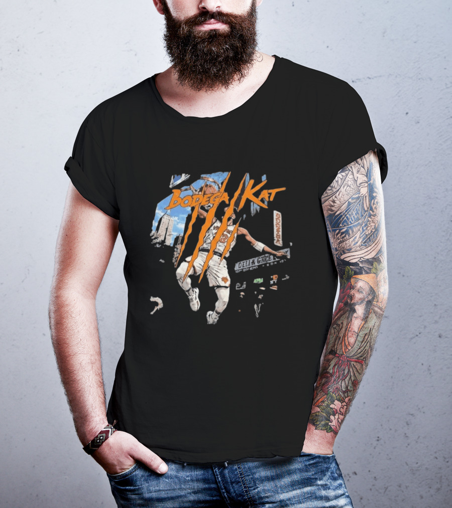 Bodega Kat Basketball Scratch Street Deli Grocer Basketball Player T-Shirt