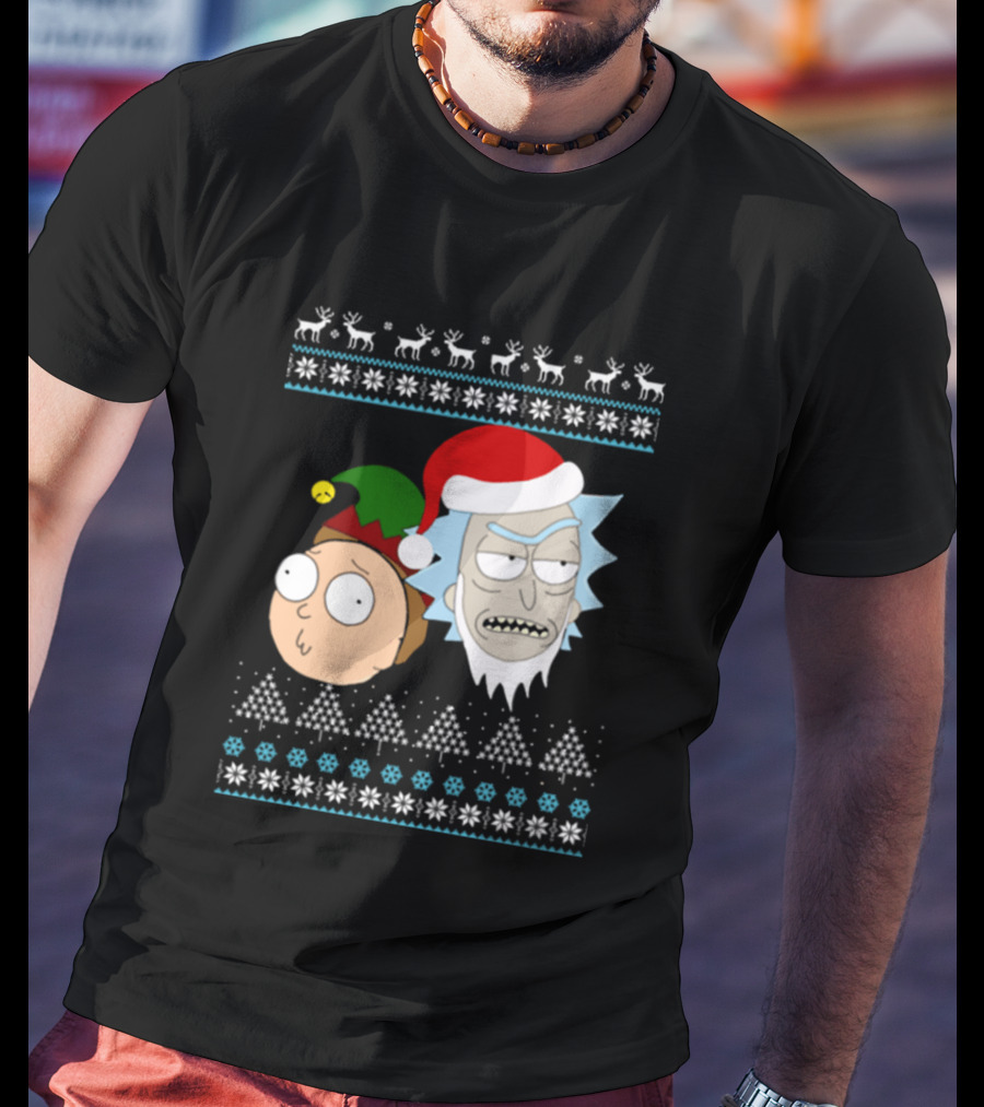 Rick Santa Morty Elf Christmas Sweater T-Shirt