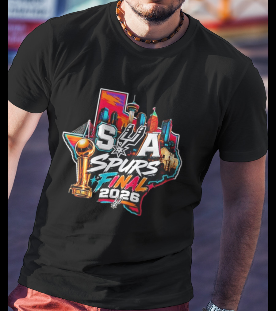 San Antonio Spurs 2026 Final Trophy Texas Skyline SA Spurs T-Shirt