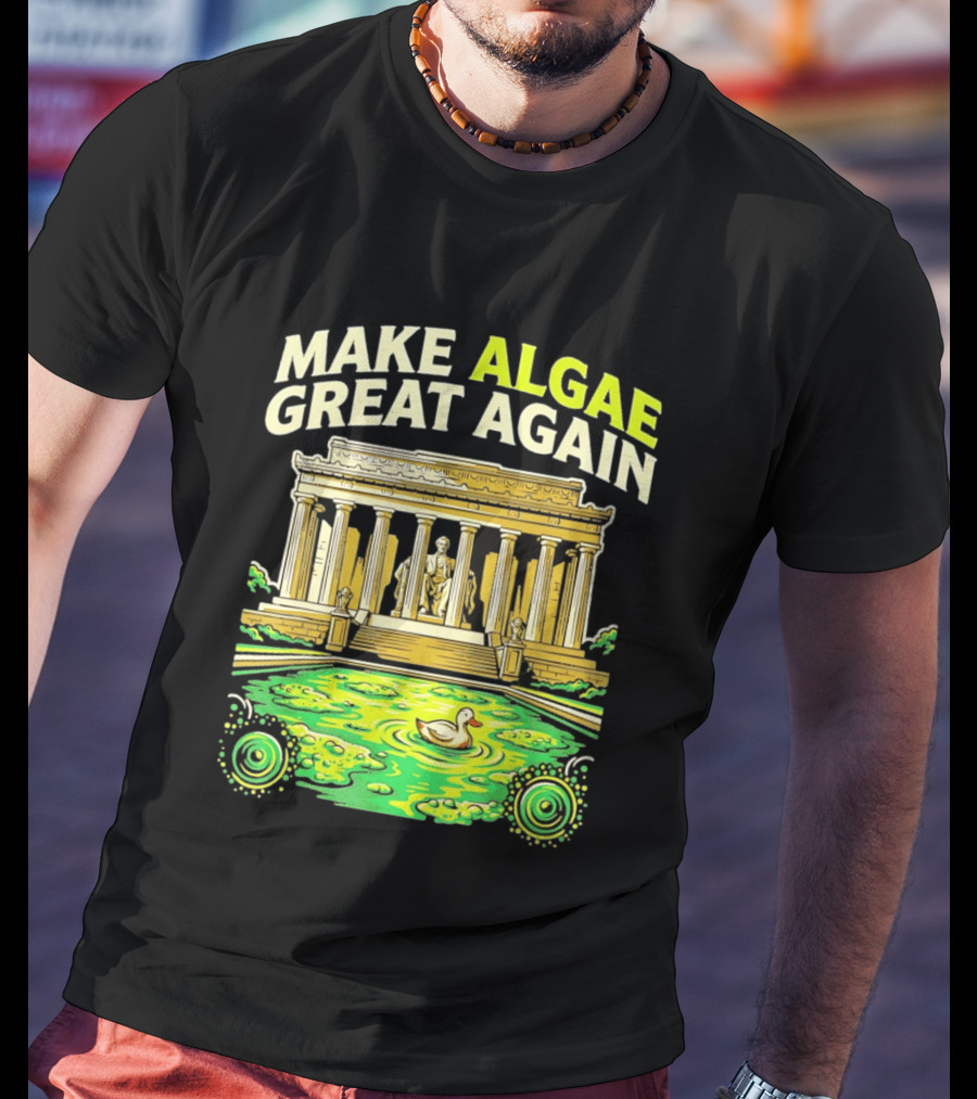 Make Algae Great Again Greek Temple Duck Pond Political Satire T-Shirt