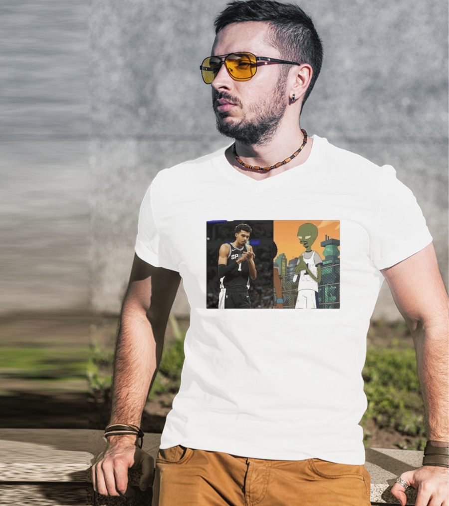 2026 Victor Wembanyama Spurs Alien Meme Basketball Fans T-Shirt