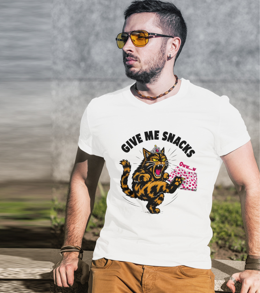 Cat Crown Give Me Snacks Owww W Wild Feline Fun T-Shirt