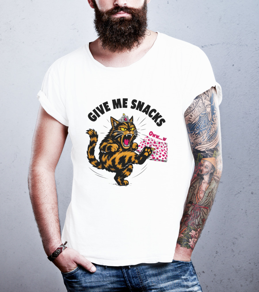 Cat Crown Give Me Snacks Owww W Wild Feline Fun T-Shirt