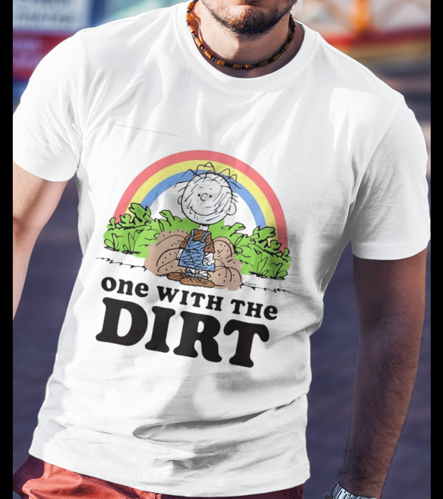 Peanuts Pig Pen One With The Dirt Rainbow And Leaves T-Shirt