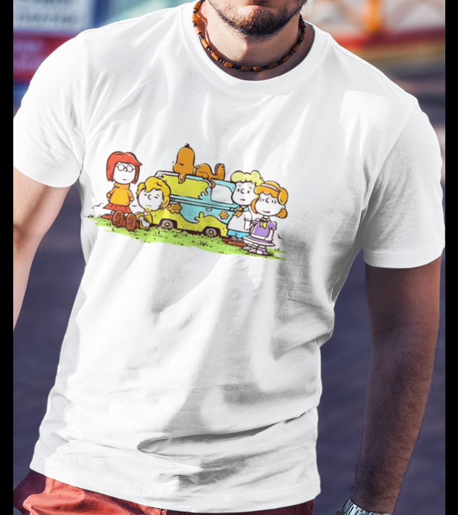 Scooby Doo Snoopy Crossover With Mystery Machine And Peanuts Characters T-Shirt