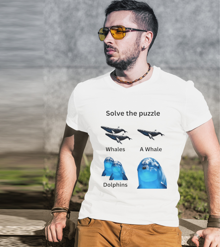Solve The Puzzle Whales A Whale Dolphins Wordplay T-Shirt