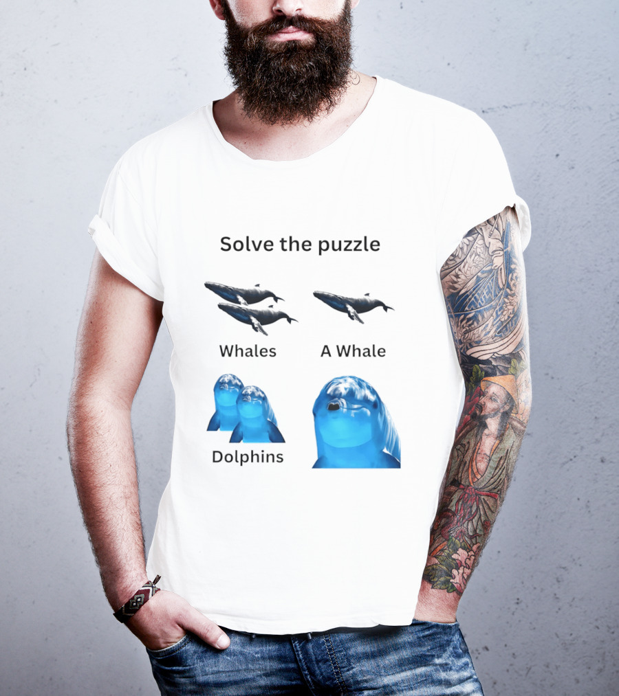 Solve The Puzzle Whales A Whale Dolphins Wordplay T-Shirt