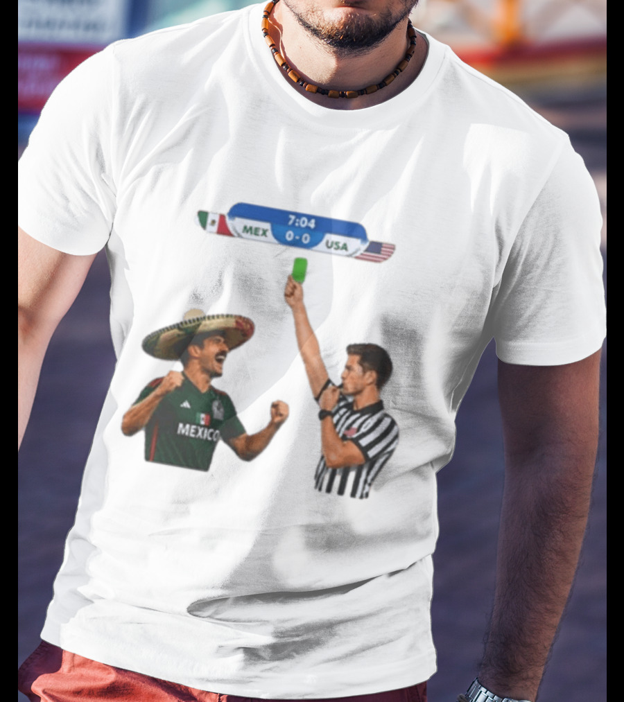 Mexico USA Soccer Rivalry Green Card Referee Moment T-Shirt