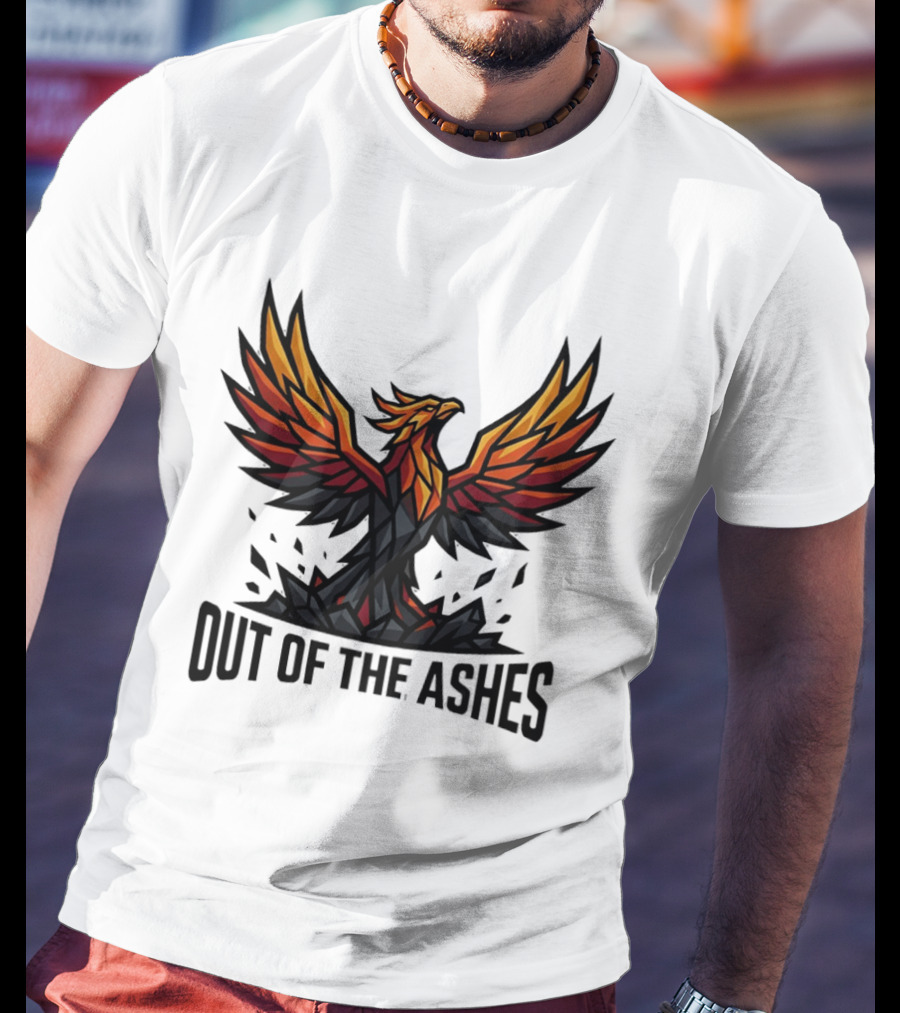 Phoenix Rising Out Of The Ashes Geometric Mythical Bird Fiery Wings T-Shirt