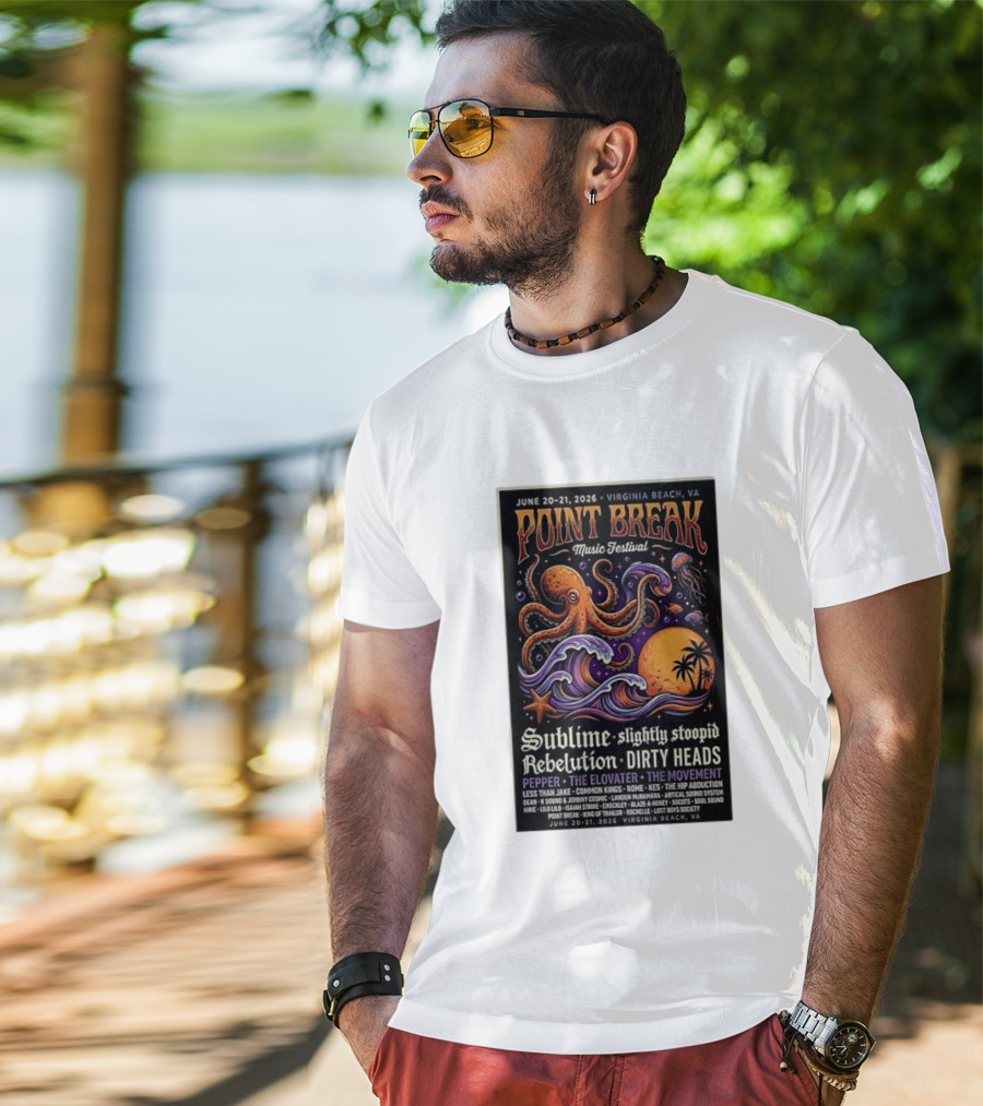 Point Break Music Festival 2026 Virginia Beach Sublime Slightly Stoopid Rebelution Dirty Heads Pepper T-Shirt