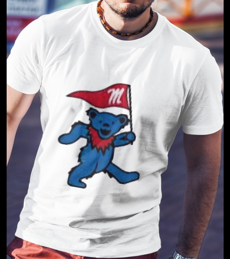 Grateful Dead Ole Miss Rebels Bears M Flag T-Shirt