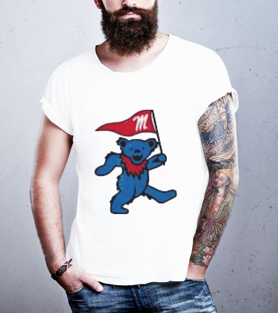 Grateful Dead Ole Miss Rebels Bears M Flag T-Shirt