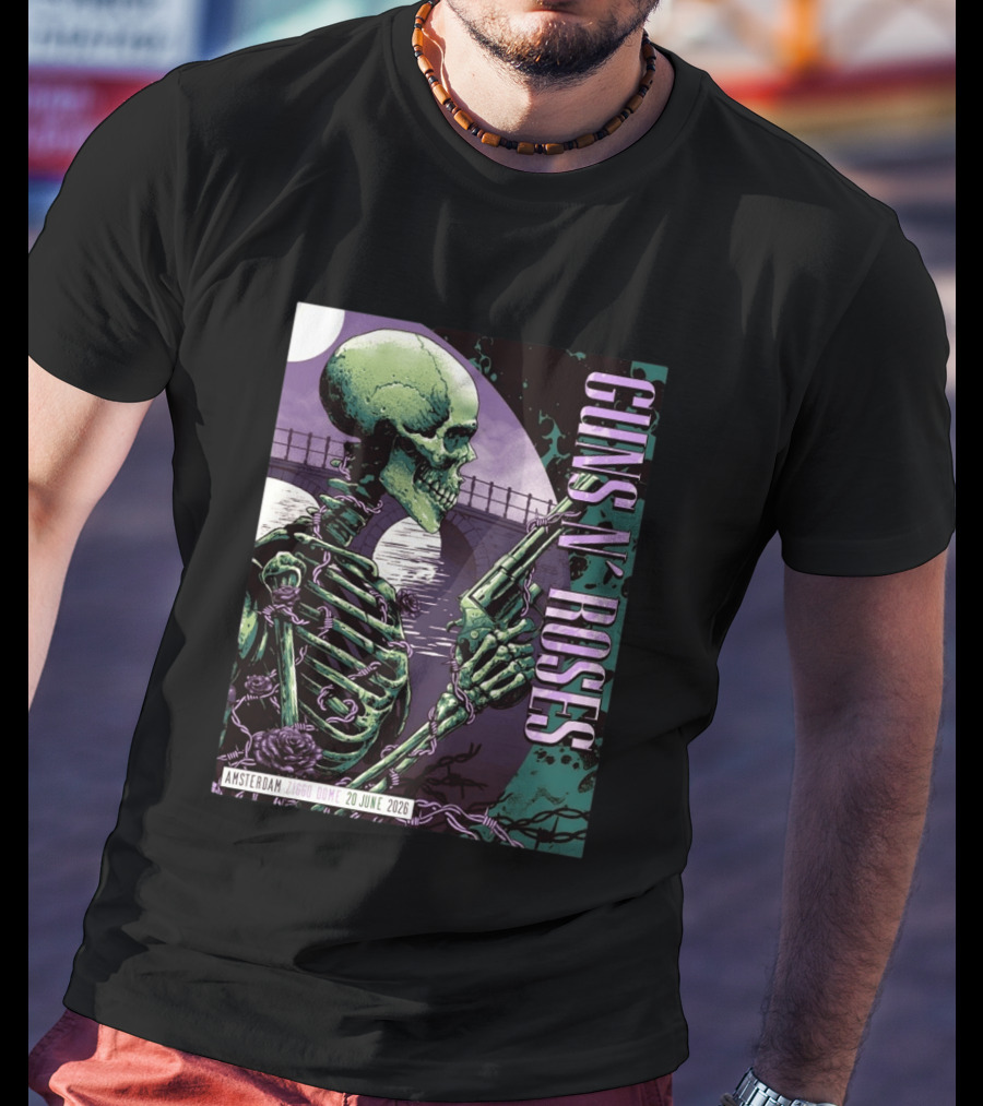 Guns N Roses Amsterdam Ziggo Dome 20 June 2026 Skeleton Bridge T-Shirt