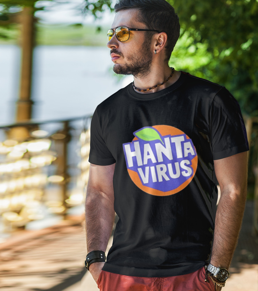 Hanta Virus Fanta Orange Circle With Green Leaf T-Shirt