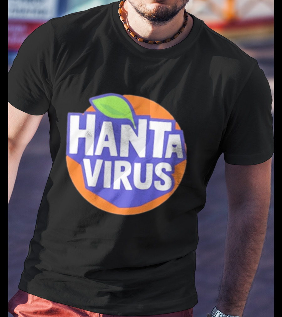 Hanta Virus Fanta Orange Circle With Green Leaf T-Shirt