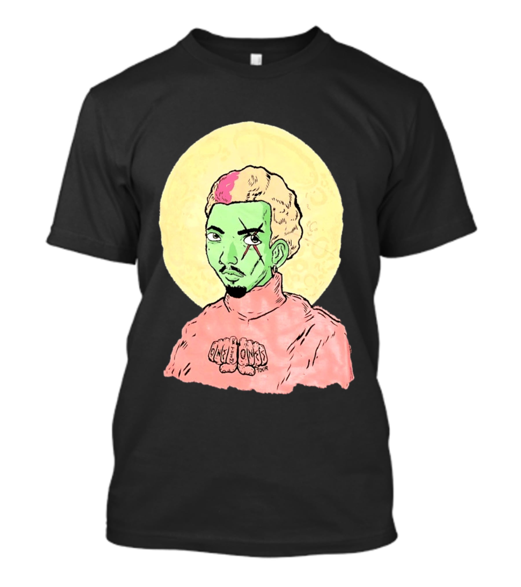 Chris Brown One Of Them Ones Tour 2026 Green Face Pink Hair Halo T-Shirt