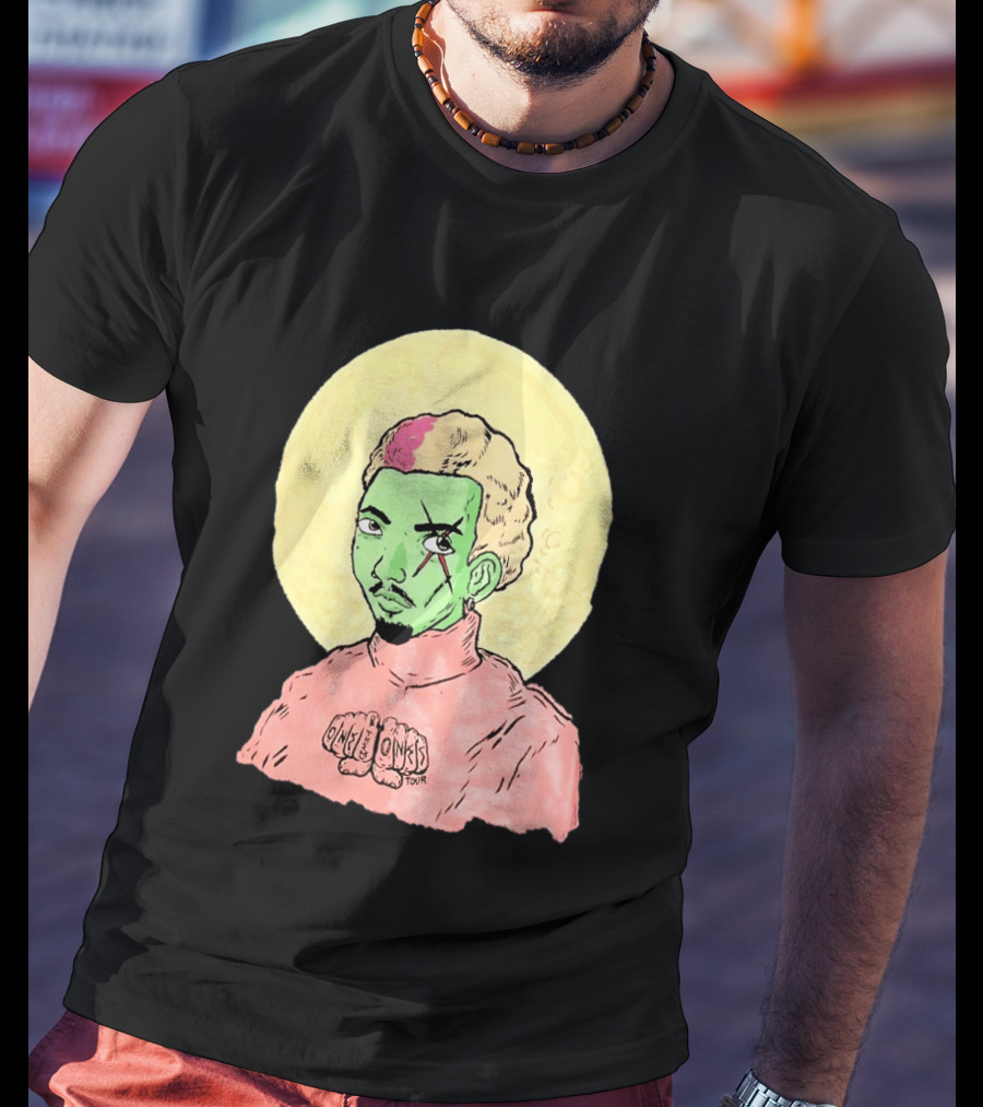 Chris Brown One Of Them Ones Tour 2026 Green Face Pink Hair Halo T-Shirt