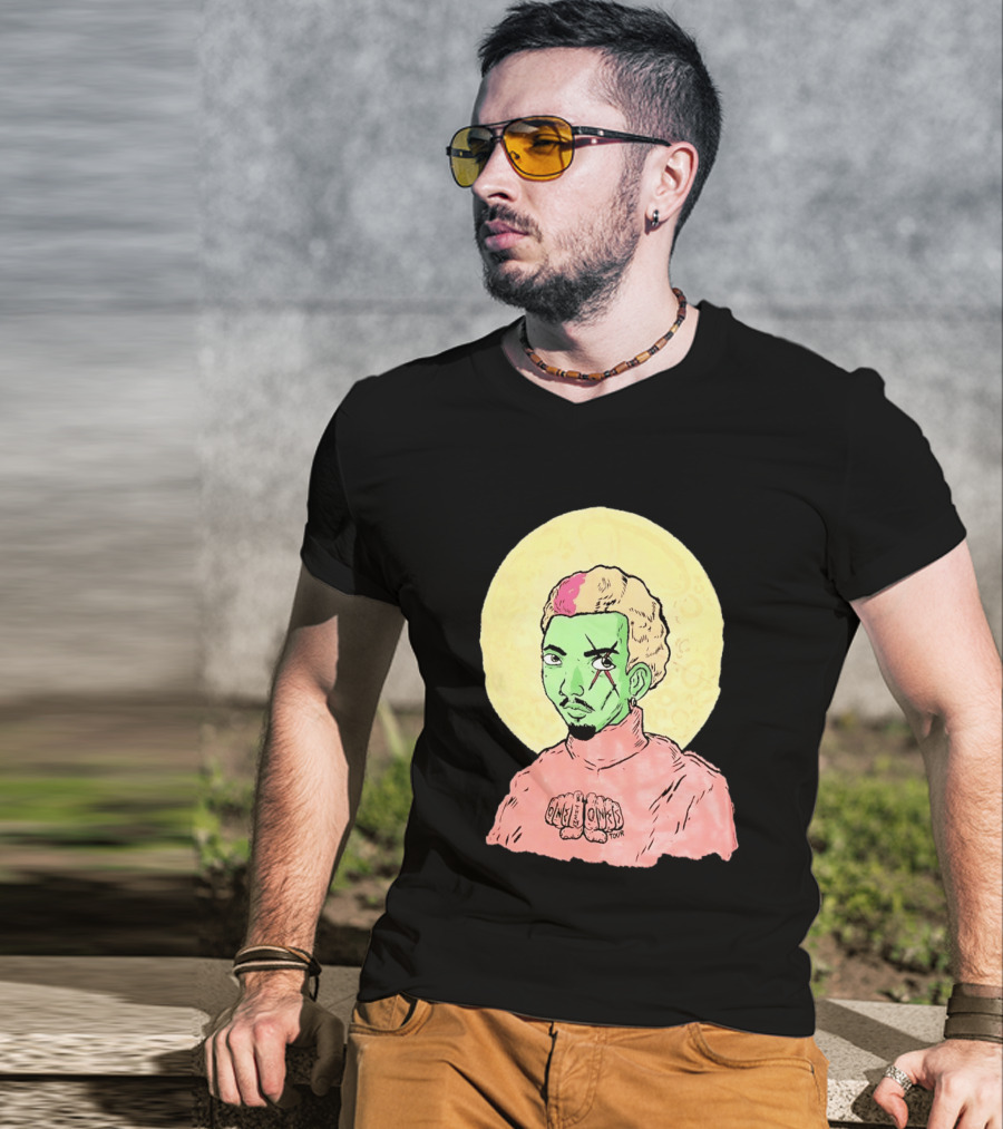 Chris Brown One Of Them Ones Tour 2026 Green Face Pink Hair Halo T-Shirt