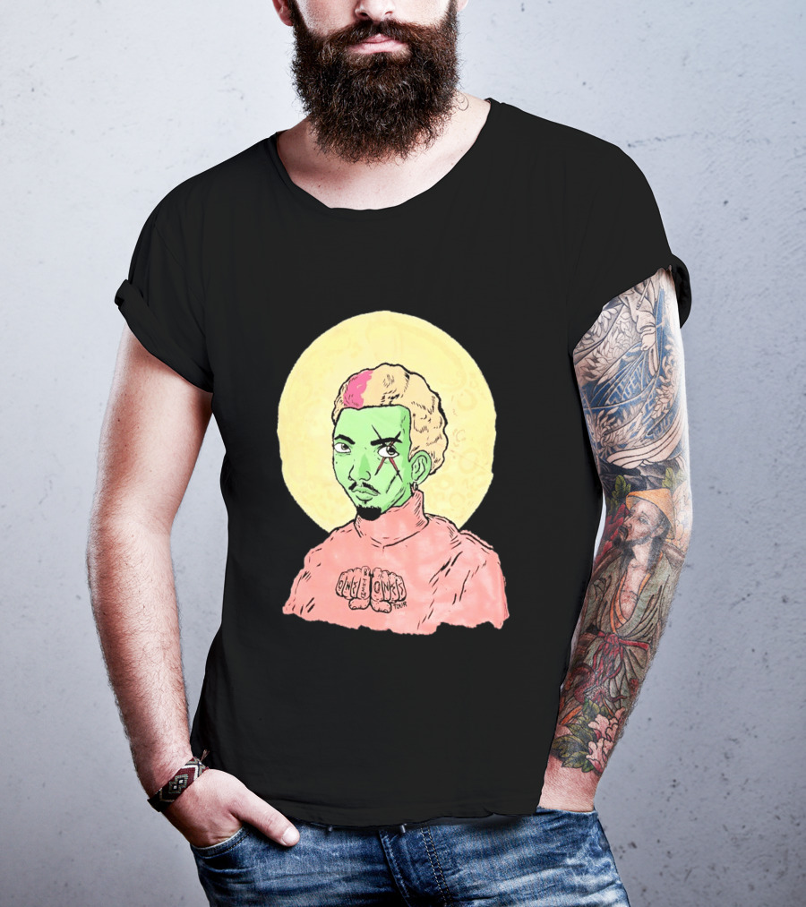 Chris Brown One Of Them Ones Tour 2026 Green Face Pink Hair Halo T-Shirt