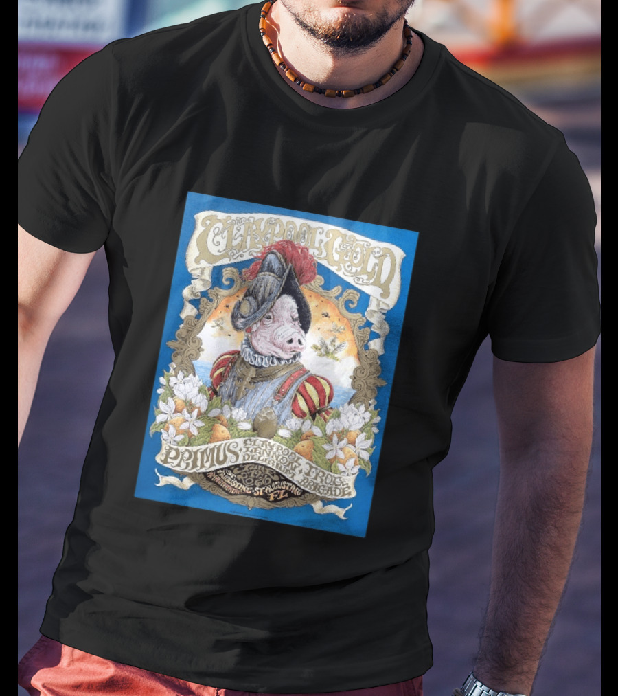 Claypool Gold Primus Claypool Lennon Delirium Frog Brigade St Augustine FL 2026 Event June 19 St Augustine Amphitheatre T-Shirt