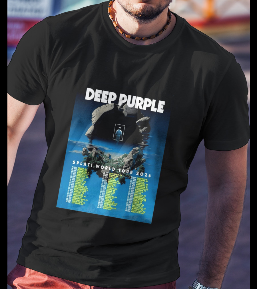 Deep Purple Splat World Tour 2026 Schedule And Dates Raleigh To Mexico City T-Shirt